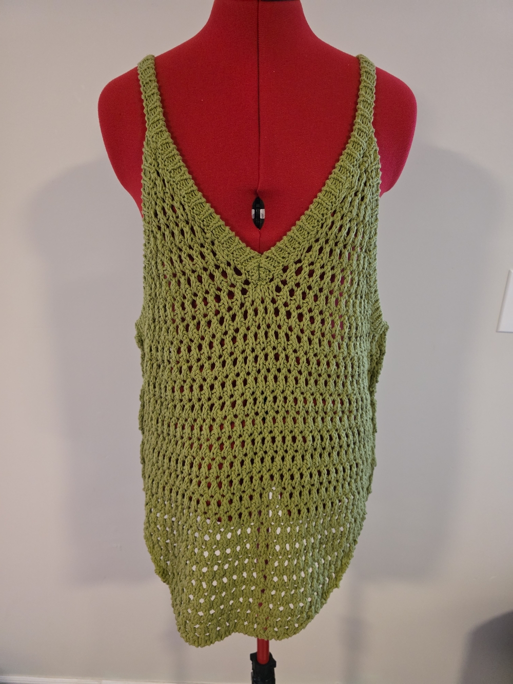 Free People Olive Green Crochet Swim Cover-Up Tank